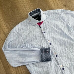 Maceoo Light Blue Textured Button Down Shirt with Contrast Cuffs Size 2/S